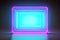 Bright blue and violet rectangle standing neon light backdrop and background