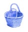 Bright blue wicker basket for different things, picnic