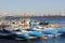 Bright boats on the Mediterranean coast