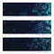 Bright bokeh dark blue shimmering headers footers collection
