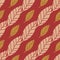 Bright botanic seamless pattern with small yellow and middle light leaves. Pastel red background