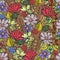 Bright brown floral pattern with mess of flowers