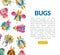 Bright Bugs and Beetle Insect with Wings Vector Design Template