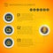 Bright business infographic template with circles text icons three options