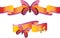 Bright butterflies on the shining ribbons
