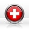 Bright button with flag of Swiss. Vector