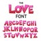 Bright cartoon colorful comic graffiti doodle font, love alphabet. Vector illustration