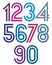 Bright cartoon double striped numbers