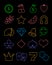 Bright casino line icons set. Vector slot-machine symbols.