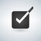 Bright check box icon with white and black checkmark. illustration.