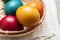 Bright and cheerful Easter rainbow color eggs