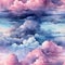 Bright and cheerful watercolor depiction of clouds (tiled