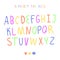 Bright children English alphabet drawn in Doodle style.