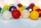 Bright Christmas garland spheres from threads