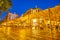 The bright city center of Seville at night, Spain