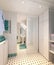 Bright classic traditional laundry room and bathroom