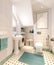 Bright classic traditional laundry room and bathroom