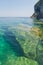 Bright clear aqua green water on Bruce Peninsula Cave Point wi