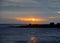 Bright cloudy sunset off the coast of Praia, Cape Verde