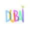 Bright color inscription of the name of the Arab Emirate Dubai