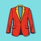 Bright color suit blazer icon in cartoon style isolated on neutral background. Vector