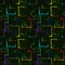 Bright colored carved squares and neon rhombuses for an abstract green background or pattern