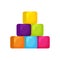 bright colored children cubes on a white isolated background.