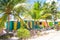 Bright colored houses on an exotic Caribbean