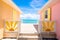 Bright colored houses on an exotic Caribbean