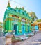 The bright colored temple of Thanboddhay monastery, Monywa, Myanmar