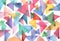 Bright colored watercolor triangles on white background. Geometric background rainbow color