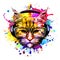 Bright colorful art with cats head design concept