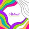 Bright colorful asymmetric 3D abstract background with paper cut shapes. Trendy colors, wave, rainbow, frame, square, window. Vect