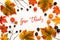 Bright Colorful Autumn Leaf Decoration, English Text Give Thanks