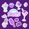 Bright colorful bakery and dessert pastry cute icons of candies and sweets.
