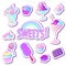 Bright colorful bakery and dessert pastry cute icons of candies and sweets.