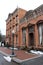 Bright and colorful brick and stone facade of local attraction, Canfield Casino, Saratoga Springs, New York, 2019