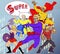 Bright and colorful cartoon set of funny and awesome team of amazing super heroes