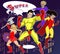 Bright and colorful cartoon set of funny and awesome team of amazing super heroes