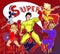 Bright and colorful cartoon set of funny and awesome team of amazing super heroes