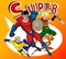 Bright and colorful cartoon set of funny and awesome team of amazing super heroes