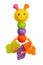 Bright colorful children`s toy rattle with teether