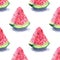 Bright colorful delicious tasty yummy ripe juicy cute red summer autumn fresh dessert slices of watermelon with shadow pattern wat