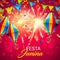 Bright colorful Festa Junina background with fire works