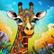 Bright colorful giraffe illustration