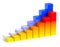 Bright colorful growing bar chart in two rows business concept