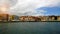 Bright colorful houses on the Central promenade in city of Chania on island of Crete