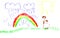 Bright colorful marker handdrawn child rainbow picture