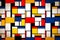 Bright colorful painting in Piet Mondrian`s style, artistic background