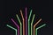 Bright colorful plastic straws line pattern artistic design